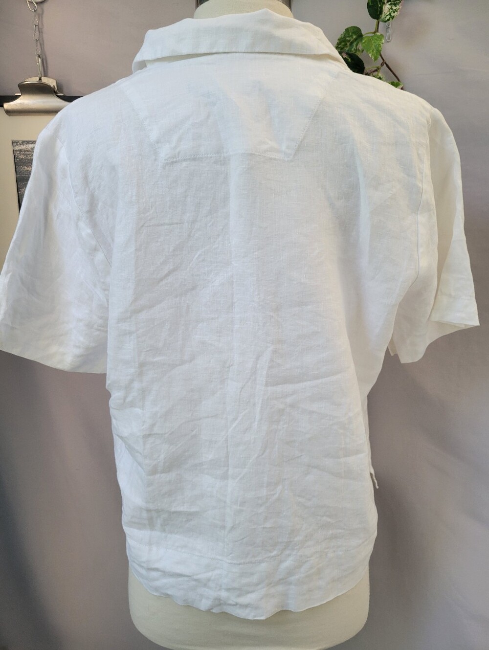 Quince Linen Premium Flax Button Front Short Sleeve Camp Shirt White S - Picture 3 of 15